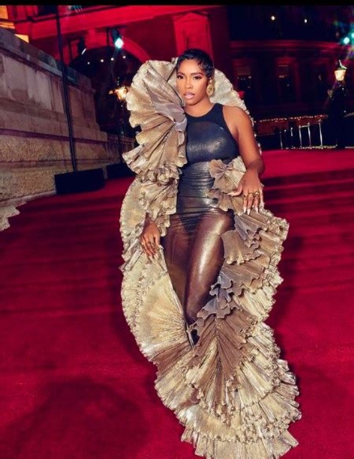 
Reactions As Singer Tiwa Savage Shows Off Her Outfit To An Event 